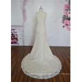 new design Italy style ivory sleeveless illusion neck floral lace appliques a line wedding gown
